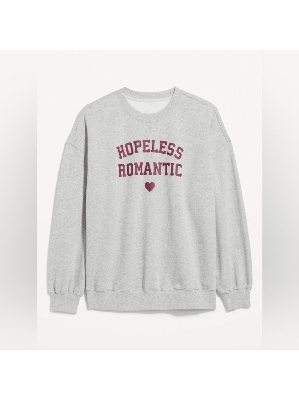 S • Old Navy • SoComfy Oversized Gray 'Hopeless Romantic' Sweatshirt